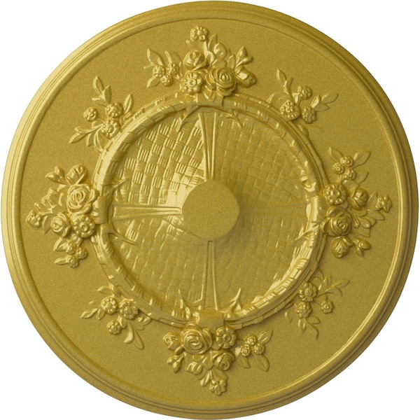 Ekena Millwork Flower Ceiling Medallion (Fits Canopies up to 3 7/8"), Hand-Painted Rich Gold, 27"OD x 1 1/8"P CM27FLRGS - main